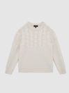 4-9 yrs Cashmere Crew Neck Cable Knit Jumper in Ecru - Image 1 of 1