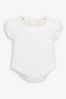 White Flower & Duck Embroidered Collar Bodysuit - Image 1 of 1