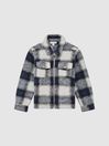 Checked Zip Up Overshirt in Blue/White - Image 1 of 1