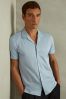 Mercerised Jersey Cuban Collar Shirt in Soft Blue - Image 1 of 1