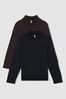 3-9 yrs Two Pack Of Merino Wool Zip-Neck Jumpers in Navy/Dark Bordeaux - Image 1 of 1