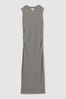 Ribbed Ruched Jersey Midi Dress in Charcoal - Image 1 of 1
