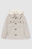 9-13 yrs Removable-Hood Brushed-Twill Overshirt in Stone - Image 1 of 1