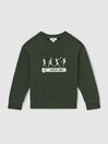 13-14 yrs Cotton-Blend Varsity Sweatshirt in Pine Green - Image 1 of 1
