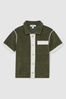 9-13 yrs Velour Colour-Block Shirt in Green Multi - Image 1 of 1