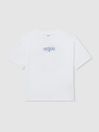 3-9 yrs Cotton Airlines-Print Oversize T-Shirt in White/Blue - Image 1 of 1