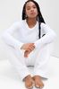 Pure White Ribbed Crew Neck Long Sleeve T-Shirt - Image 1 of 1