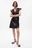 Black Faux-Leather Flutter Mini Dress - Image 1 of 1