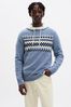 Blue Fair Isle Knit Crew Neck Jumper - Image 1 of 1