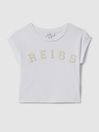 4-9 yrs Textured Motif Cotton Crew Neck T-Shirt in White - Image 1 of 1