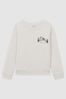 Junior Relaxed Cotton Motif Jumper in Ecru - Image 1 of 1