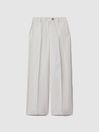 Petite Viscose-Linen Wide Leg Suit Trousers in White - Image 1 of 1