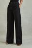 Petite Cotton Blend Wide Leg Trousers in Washed Black - Image 1 of 1