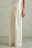 Petite Cotton Blend Wide Leg Trousers in White - Image 1 of 1