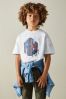 9-13 yrs Oversized Cotton Graffiti Print Crew Neck T-Shirt in Optic White - Image 1 of 1