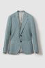 Single-Breasted Linen Suit Blazer Slim Fit in Aqua Blue - Image 1 of 1