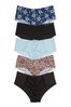Black/Leopard/Blue Cheeky 5 Pack Knickers - Image 1 of 1