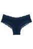 Noir Navy Blue Lace Trim Cotton Cheeky Knickers - Image 1 of 1