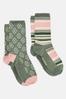 Women's Everyday Khaki Green 2 Pack Socks (size 4-8) - Image 1 of 1