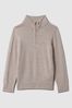 13-14 yrs Wool Half-Zip Funnel Neck Jumper in Wheat Melange - Image 1 of 1