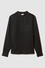 Linen Grandad Collar Shirt in Black - Image 1 of 1