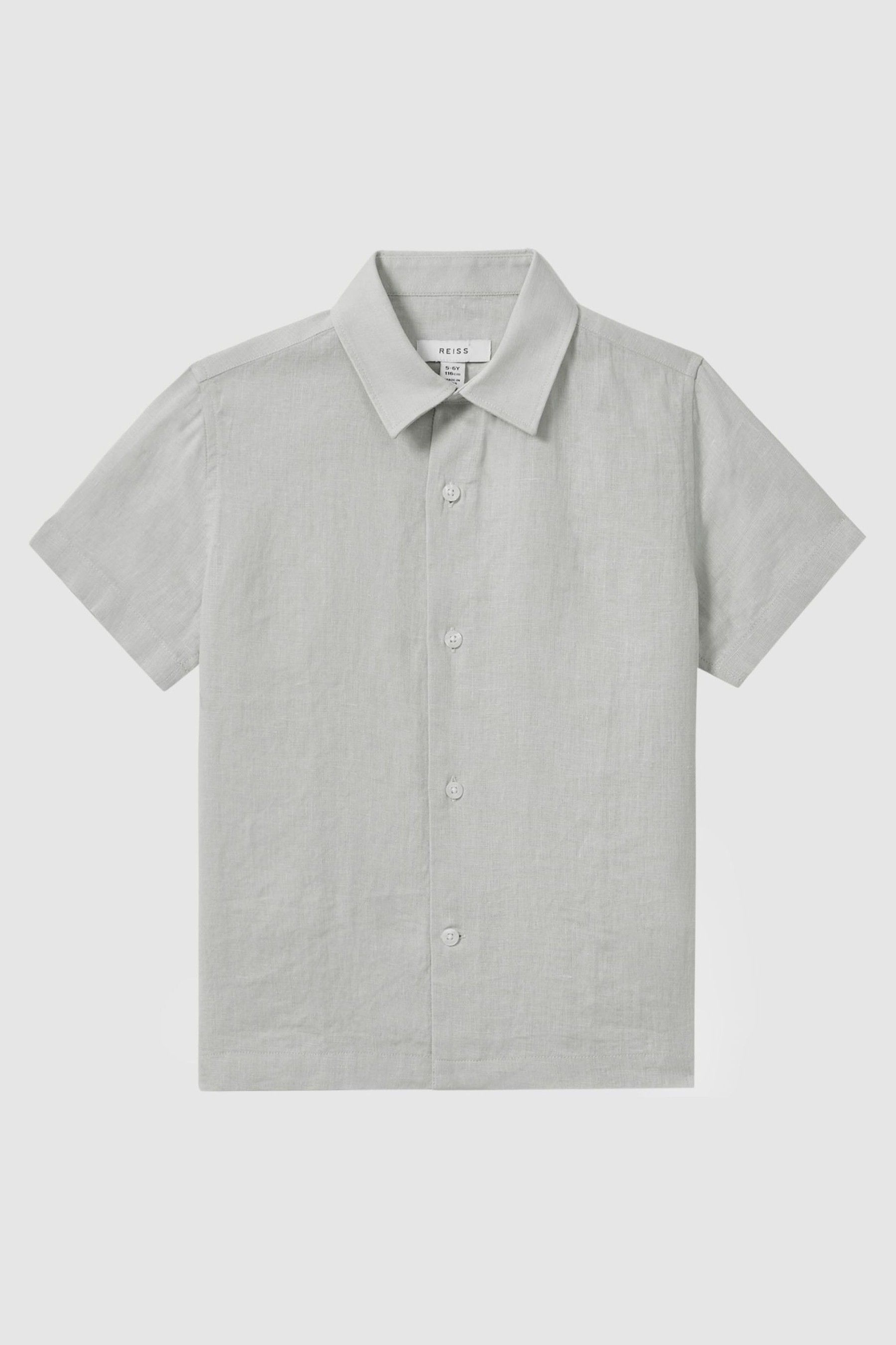 Short Sleeve Linen Shirt in Light Sage Green - Image 1 of 1
