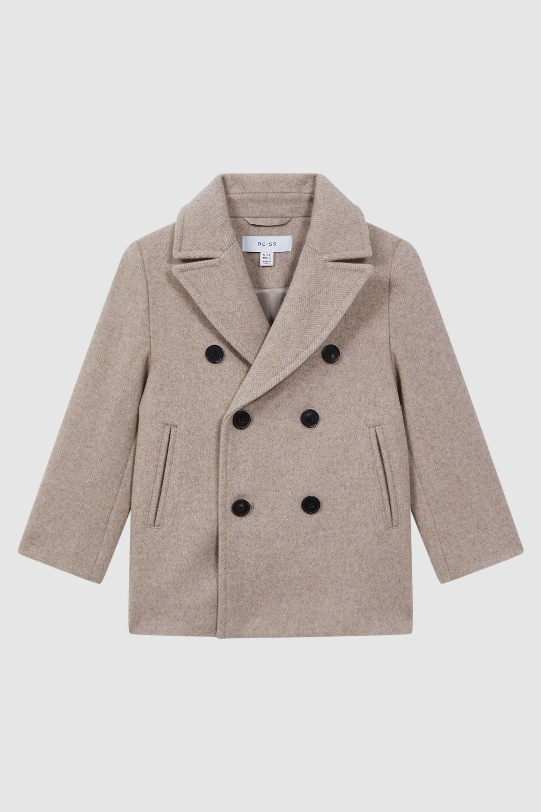 Junior Wool Blend Double Breasted Peacoat in Oatmeal - Image 1 of 1