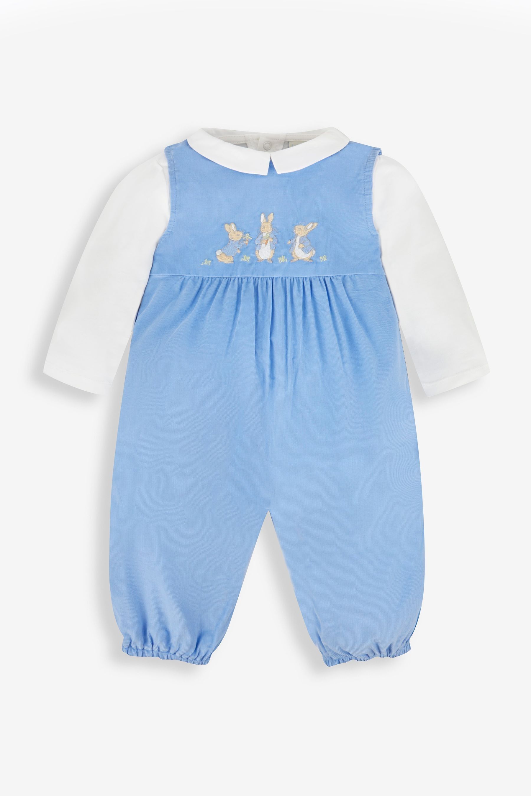 Blue 2-Piece Peter Rabbit Embroidered Dungarees & Bodysuit Set - Image 1 of 1