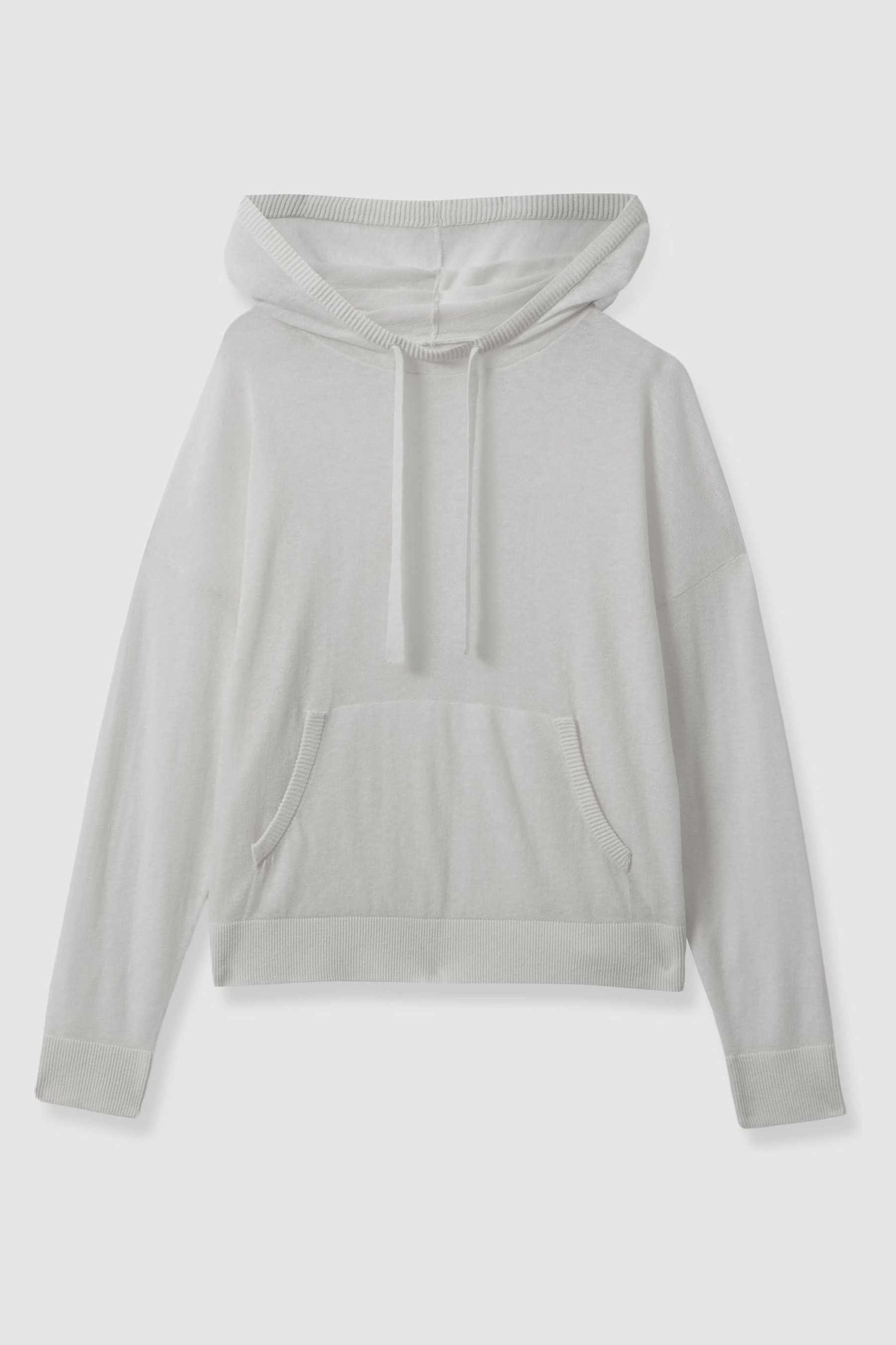 Cotton Blend Sheer Hoodie in Ivory - Image 1 of 1