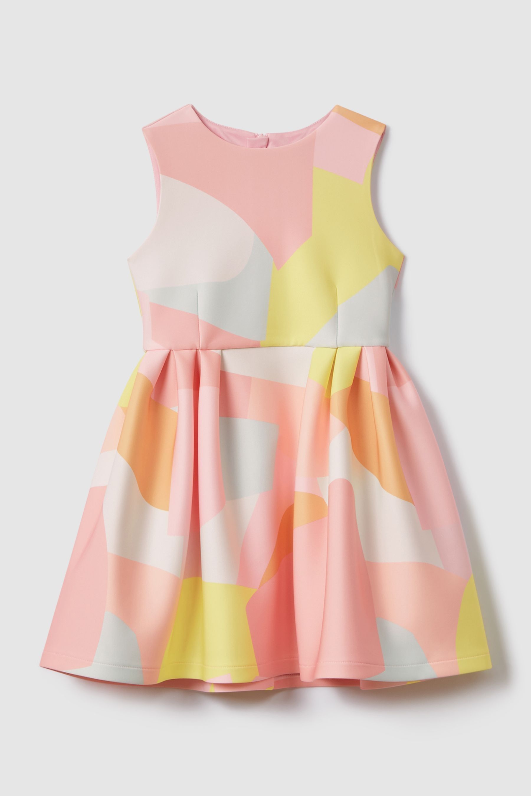 9-13 yrs Pleated Scuba Dress in Multi - Image 1 of 1