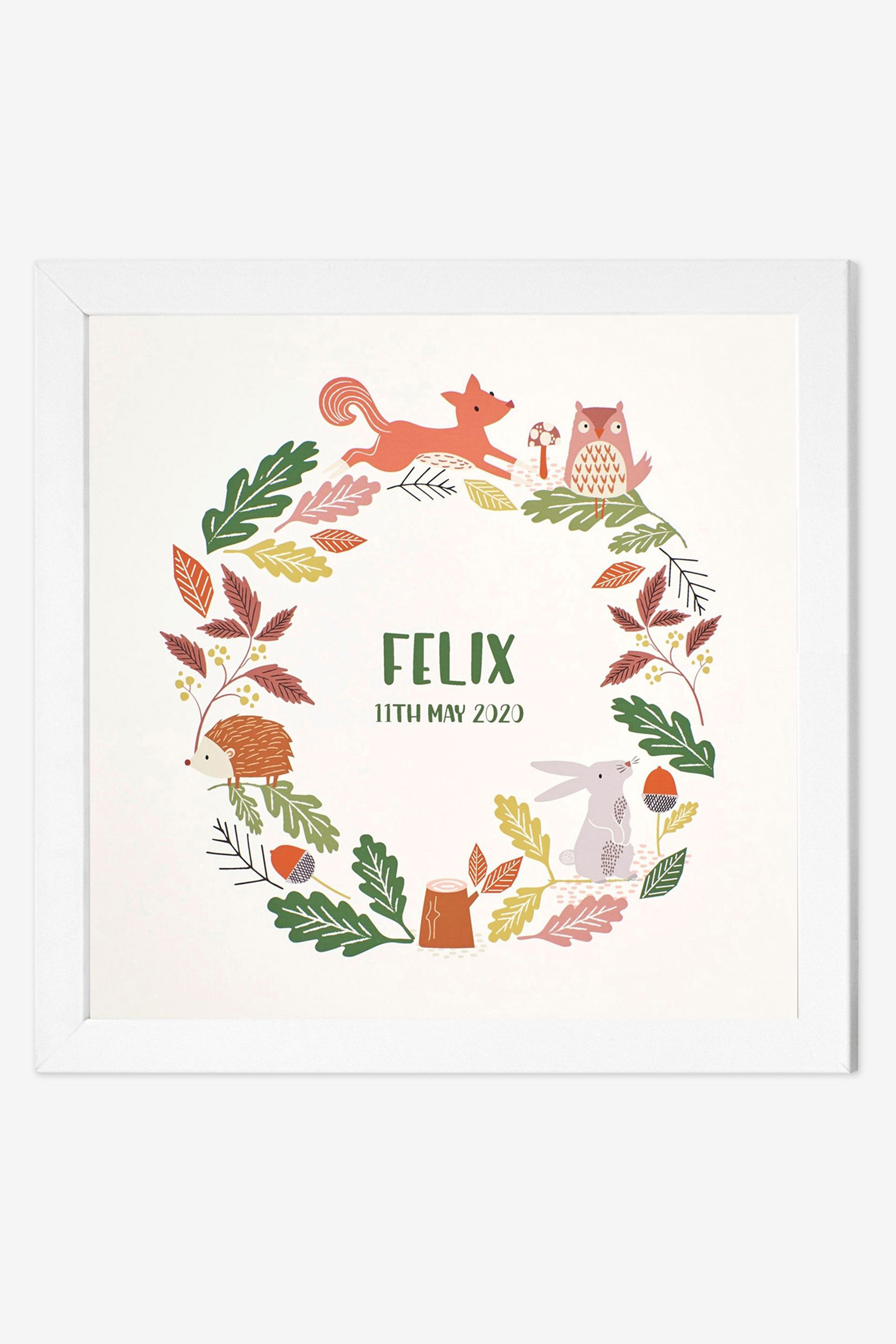 White Personalised & Framed Woodland Print - Image 1 of 1