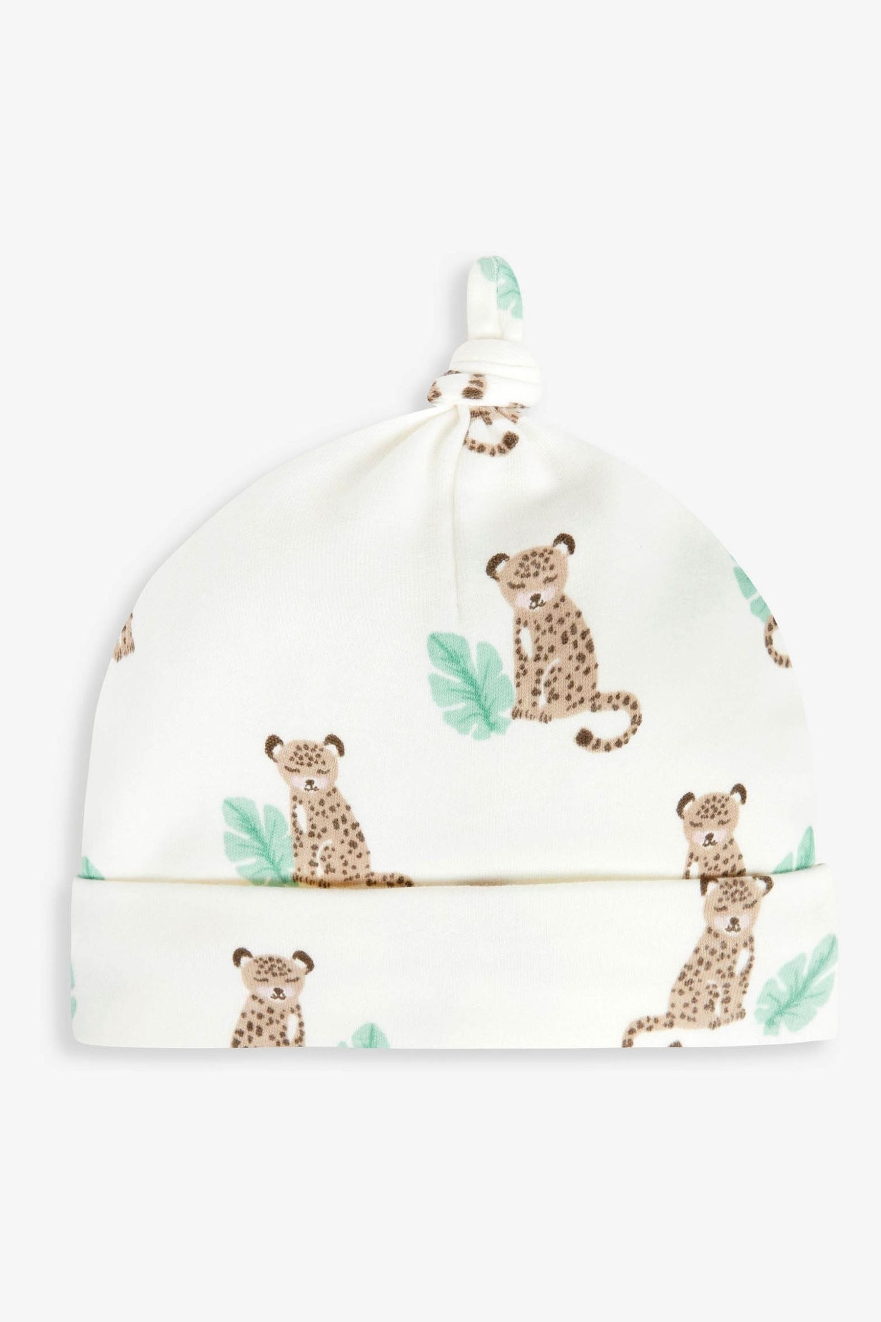 Ecru Leopard Print Cotton Baby Hat - Image 1 of 1