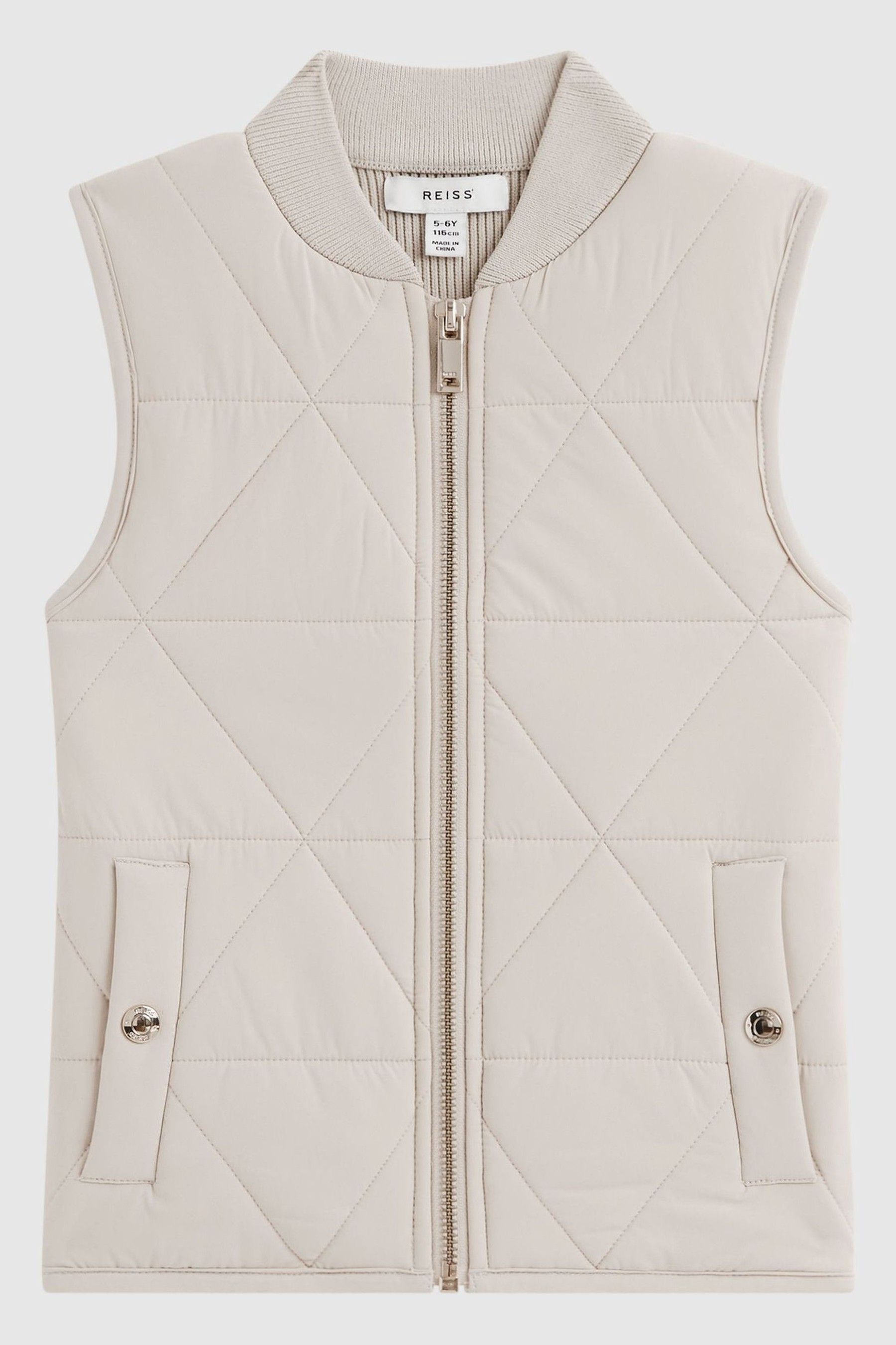 Junior Hybrid Knitted-Quilted Gilet in Stone - Image 1 of 1