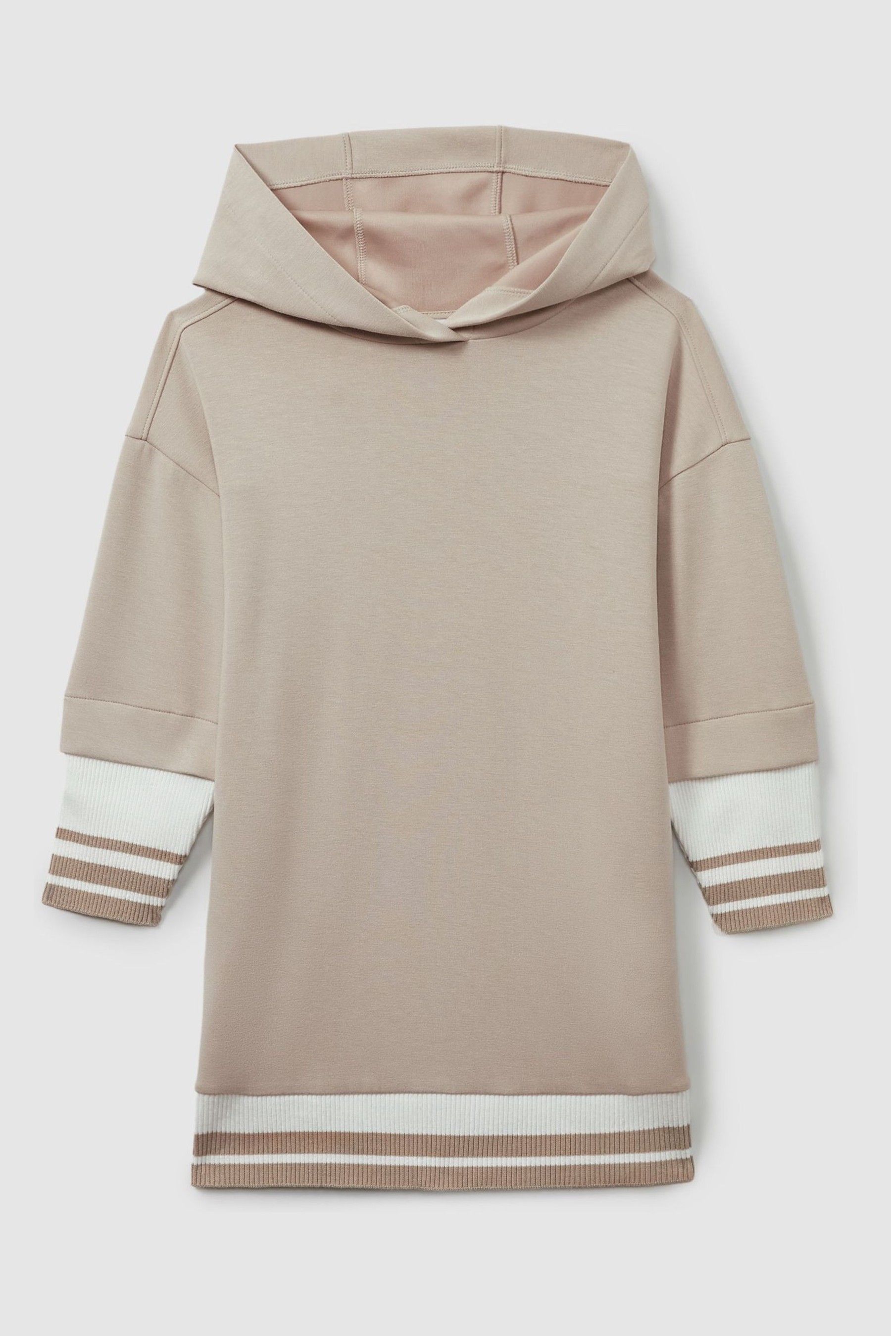 9-13 yrs Hooded Jersey Hoodie Dress in Mink - Image 1 of 1