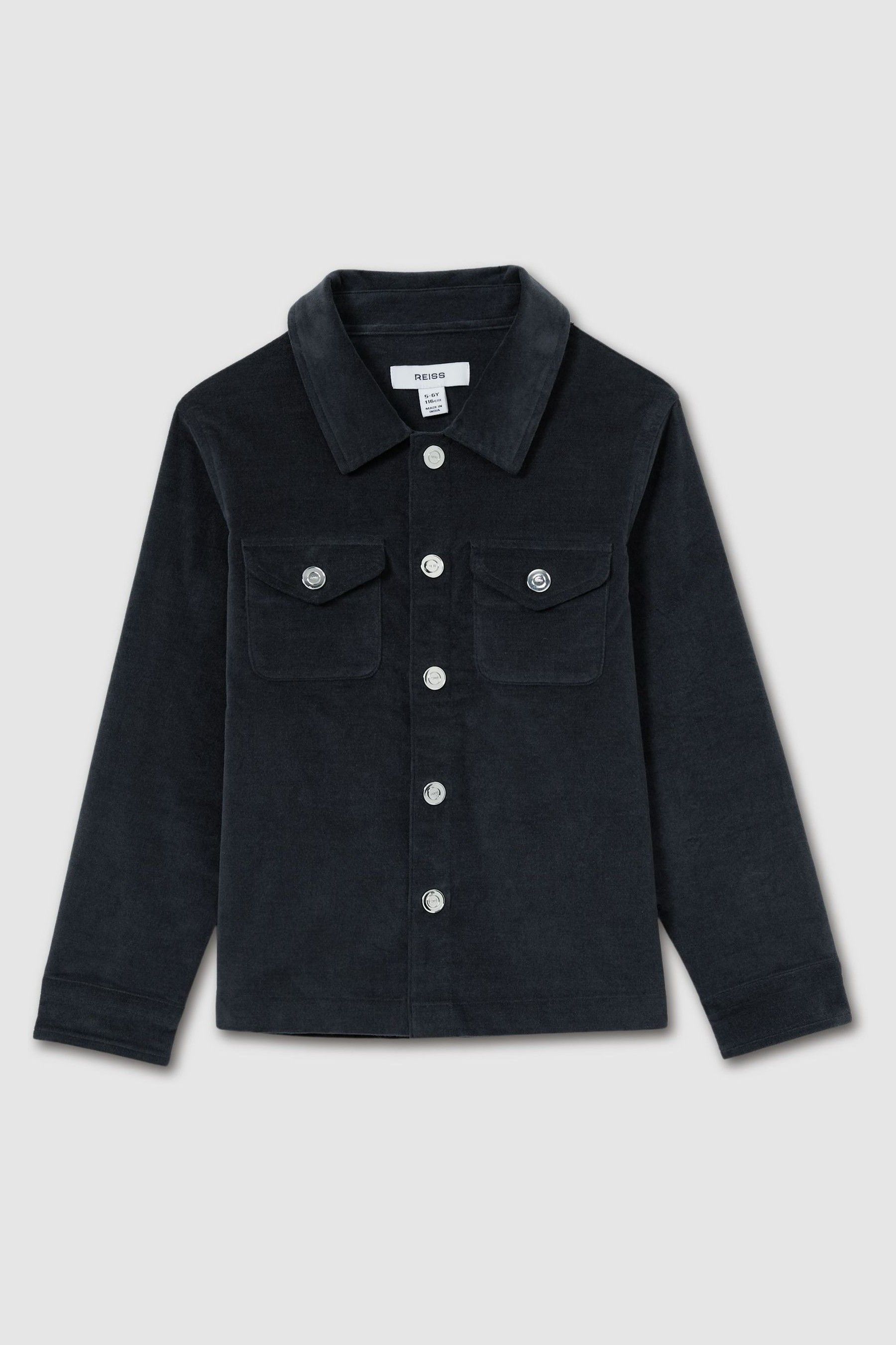 3-9 yrs Velvet Press-Stud Overshirt in Dark Grey - Image 1 of 1