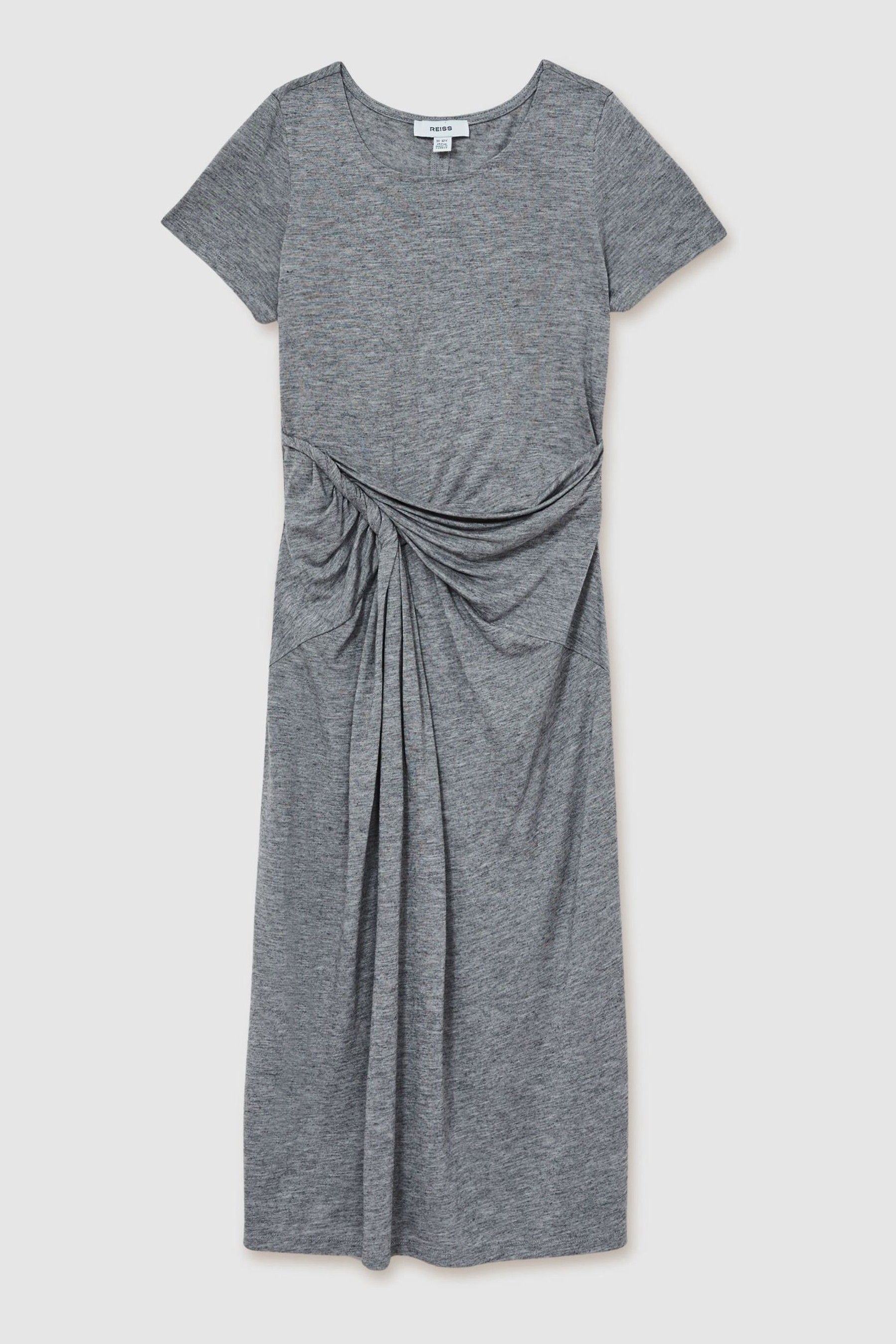 Reiss Grey 9-13 yrs Jersey Knotted Midi Dress, Q04