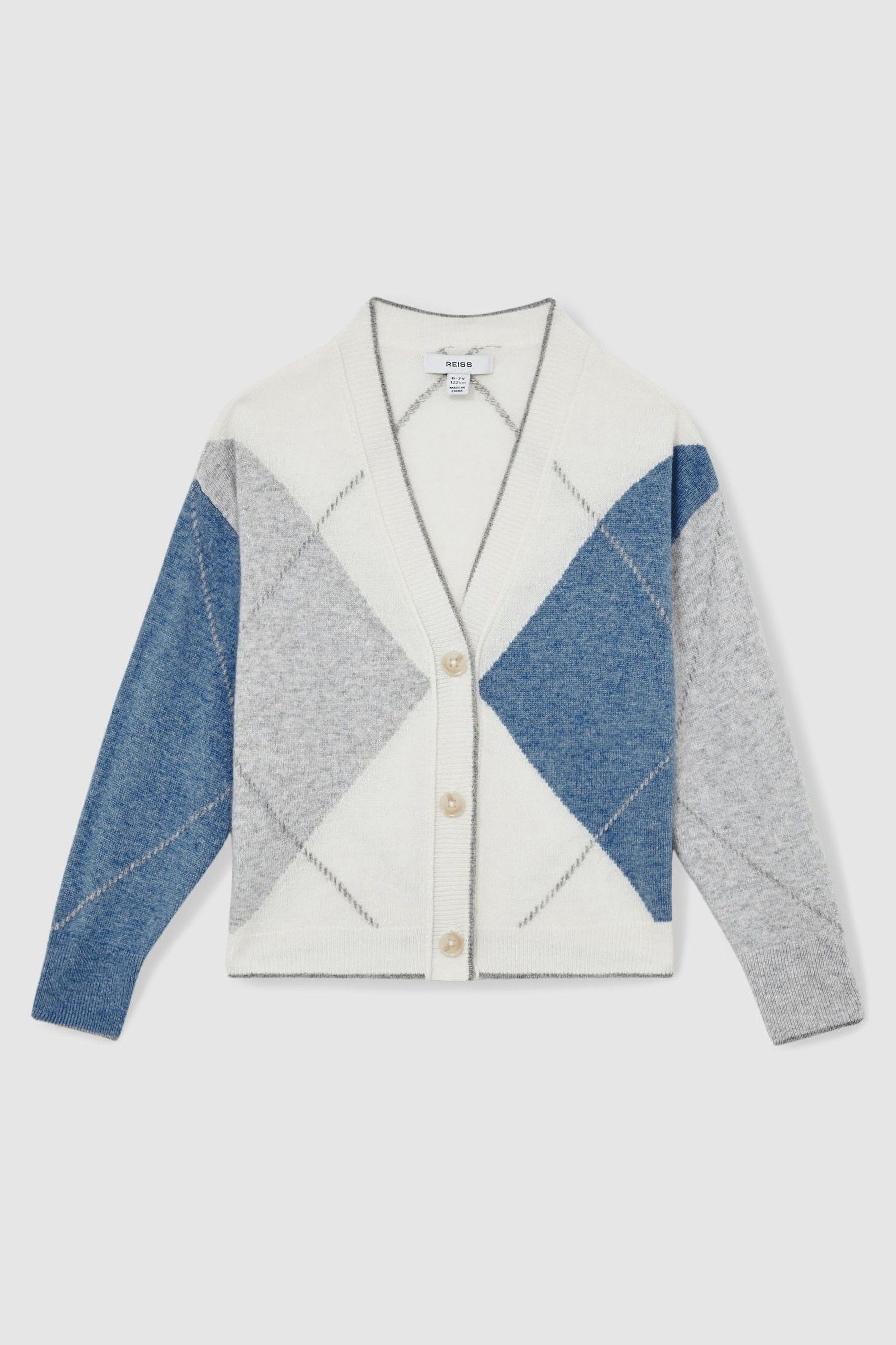 Argyle Cardigan With Wool And Cashmere in Blue - Image 1 of 1