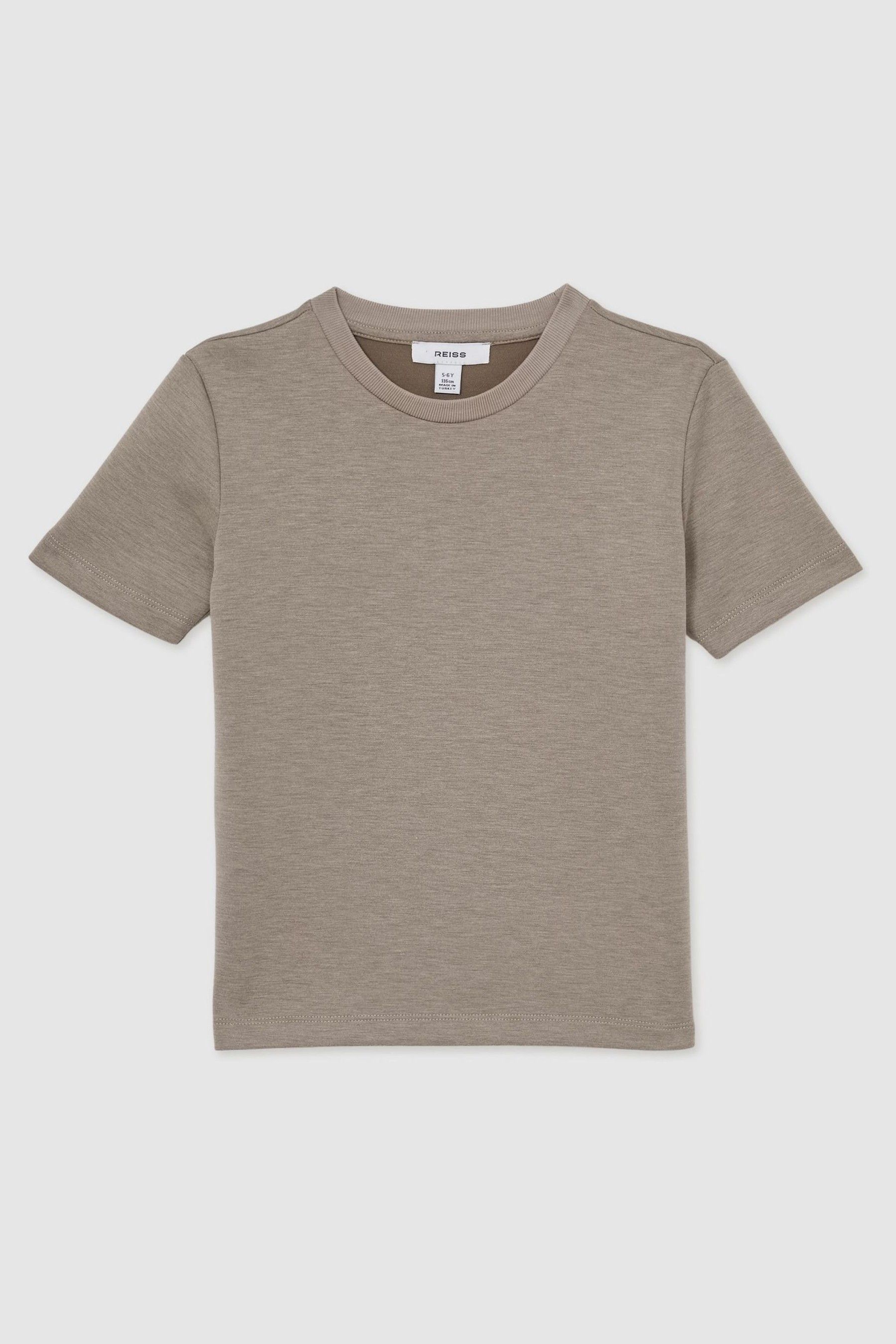 3-9 yrs Interlock-Jersey Crew-Neck T-Shirt in Taupe Brown - Image 1 of 1