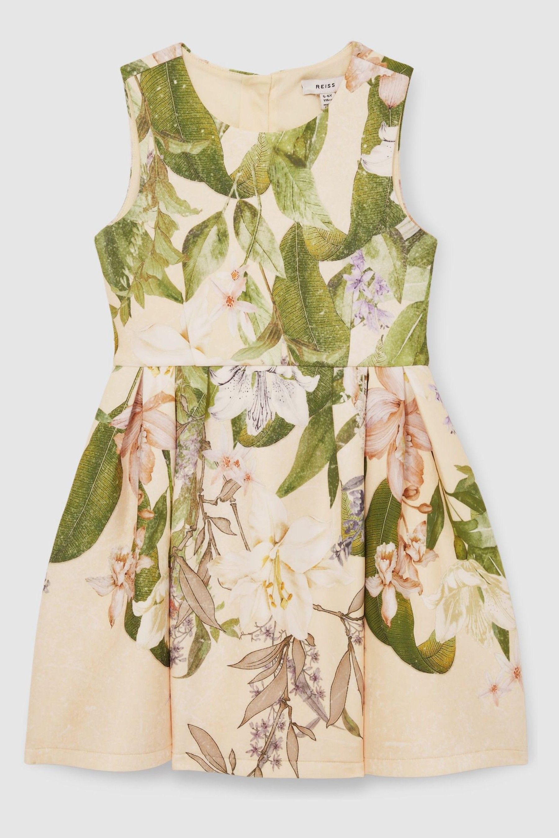 9-13 yrs Floral Scuba Sleeveless Dress in Pink Print - Image 1 of 1