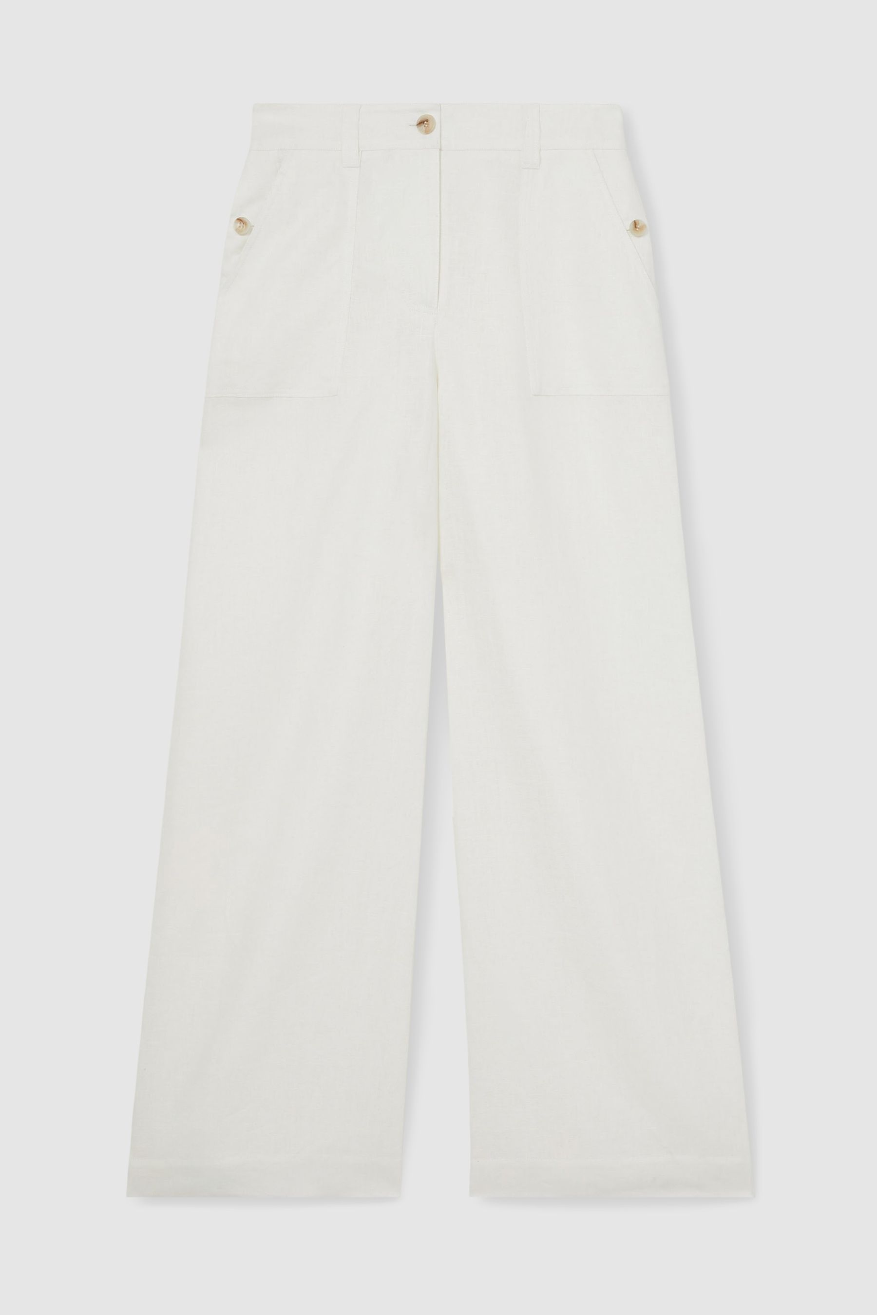 Petite Linen-Cotton Wide-Leg Trousers in White - Image 1 of 1