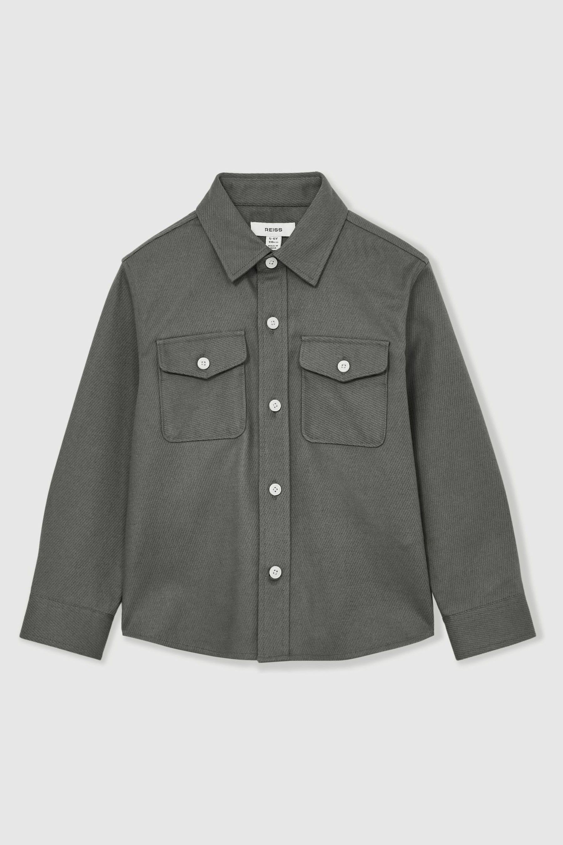 3-9 yrs Twin Pocket Textured Overshirt in Sage - Image 1 of 1