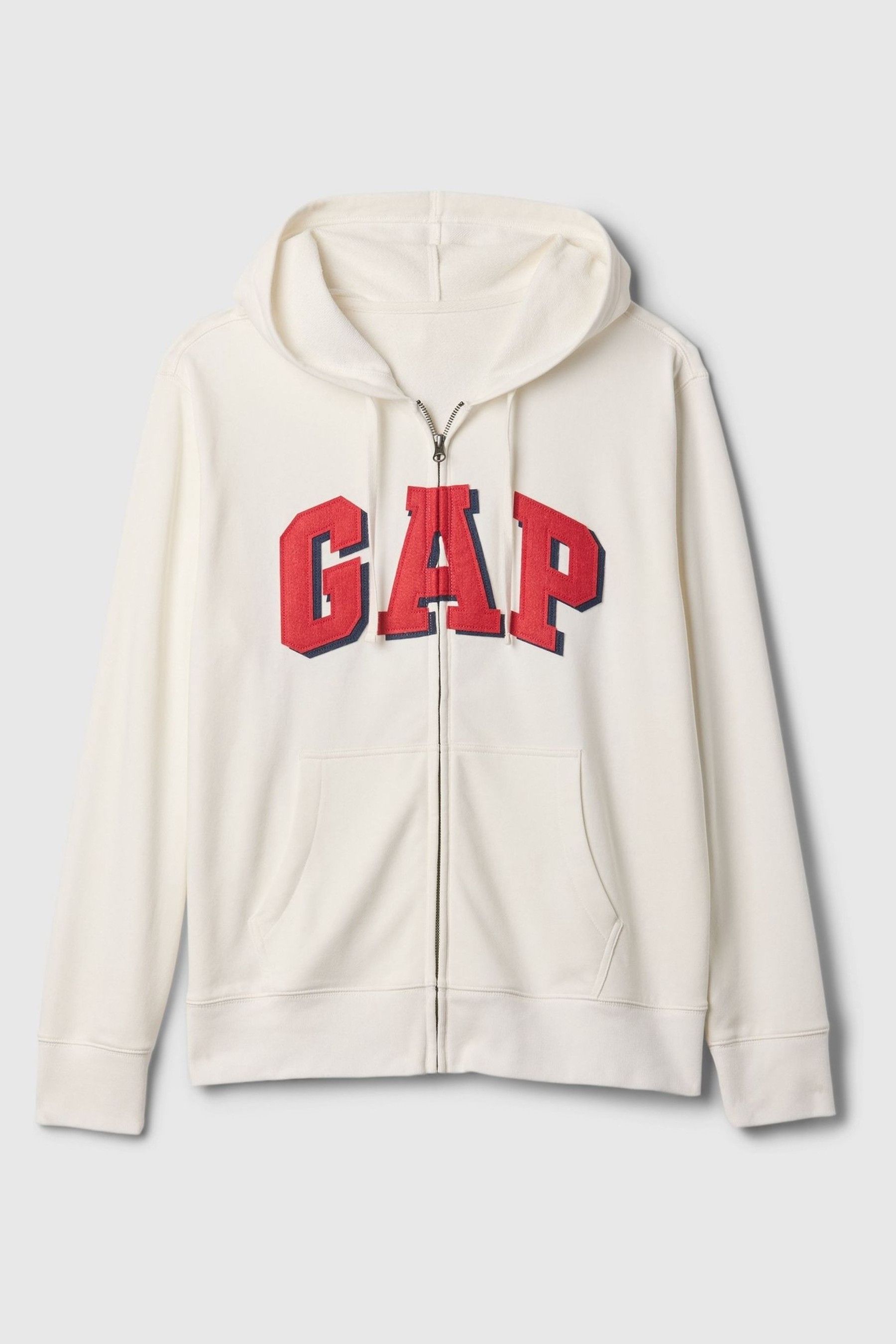 White Zip Up Arch Logo Hoodie - Image 1 of 1