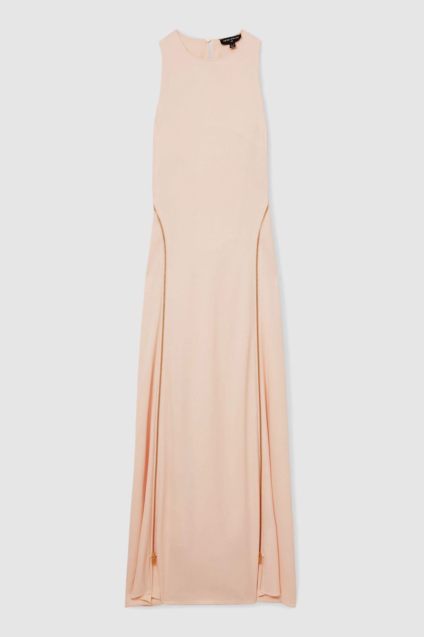 Atelier Zipped Satin Maxi Dress with Virgin Wool in Pink - Image 1 of 1