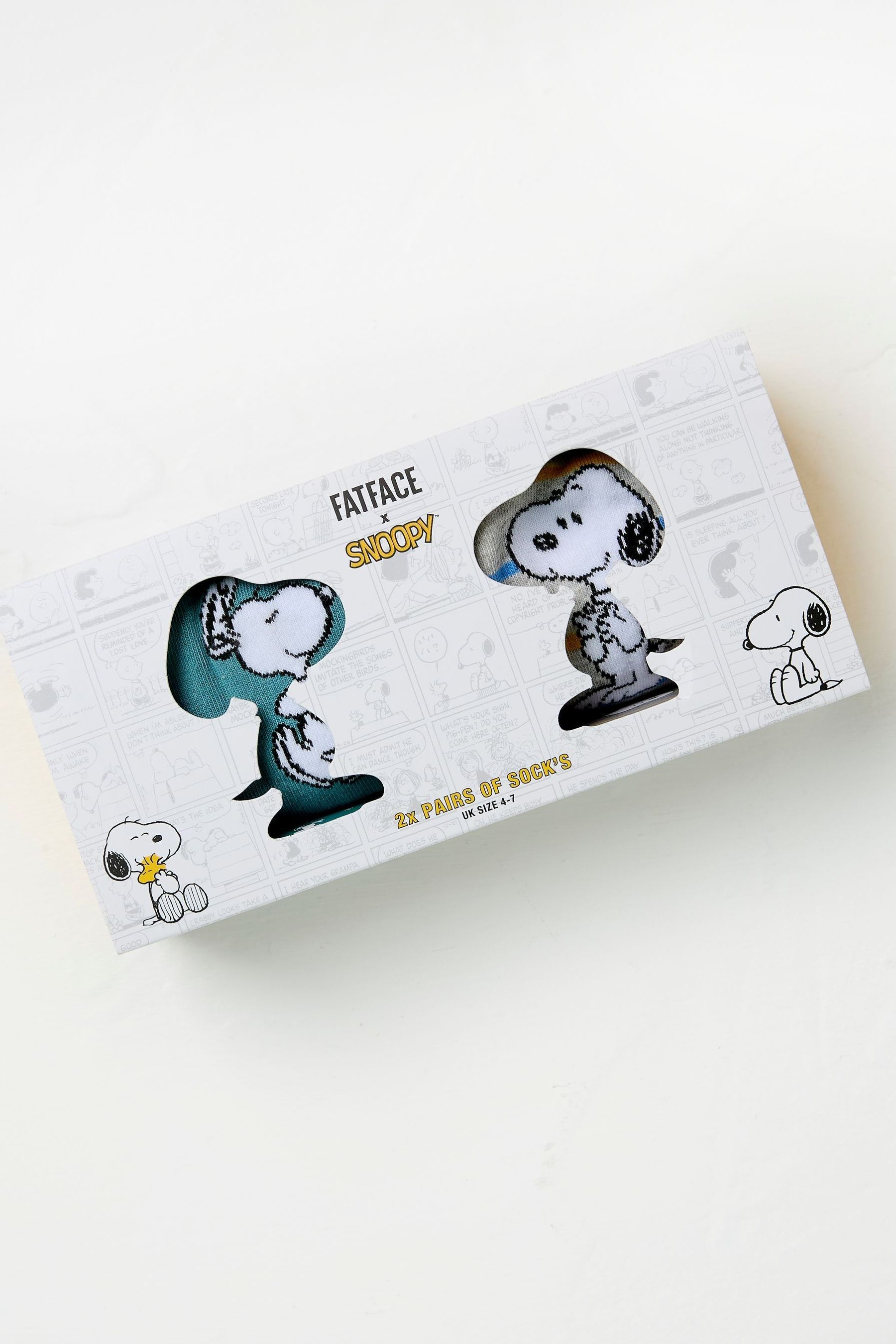 Multi Colour Snoopy Socks in a Gift Box 2 Pack - Image 1 of 1