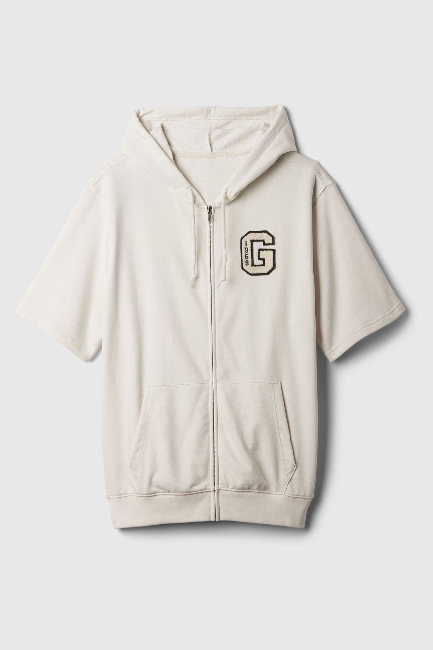 Cream Logo Zip Up Short Sleeve Hoodie - Image 1 of 1