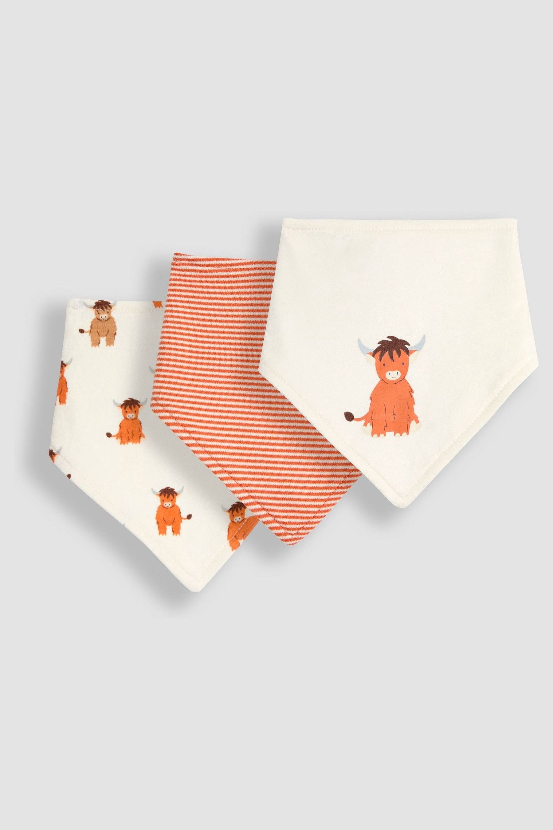 Ecru Highland Cow Dribble Bibs 3 Pack - Image 1 of 1