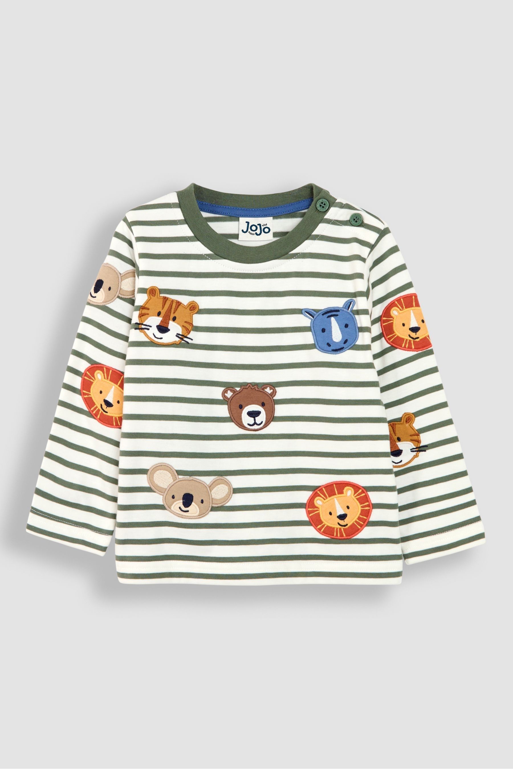 Ecru Safari Animal Heads Appliqué Motif Top - Image 1 of 1