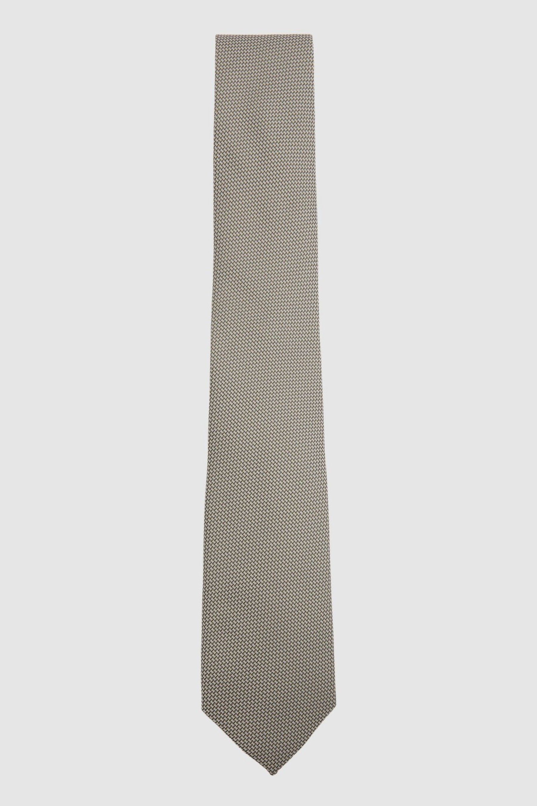 Textured Silk Blend Tie in Light Sage - Image 1 of 1