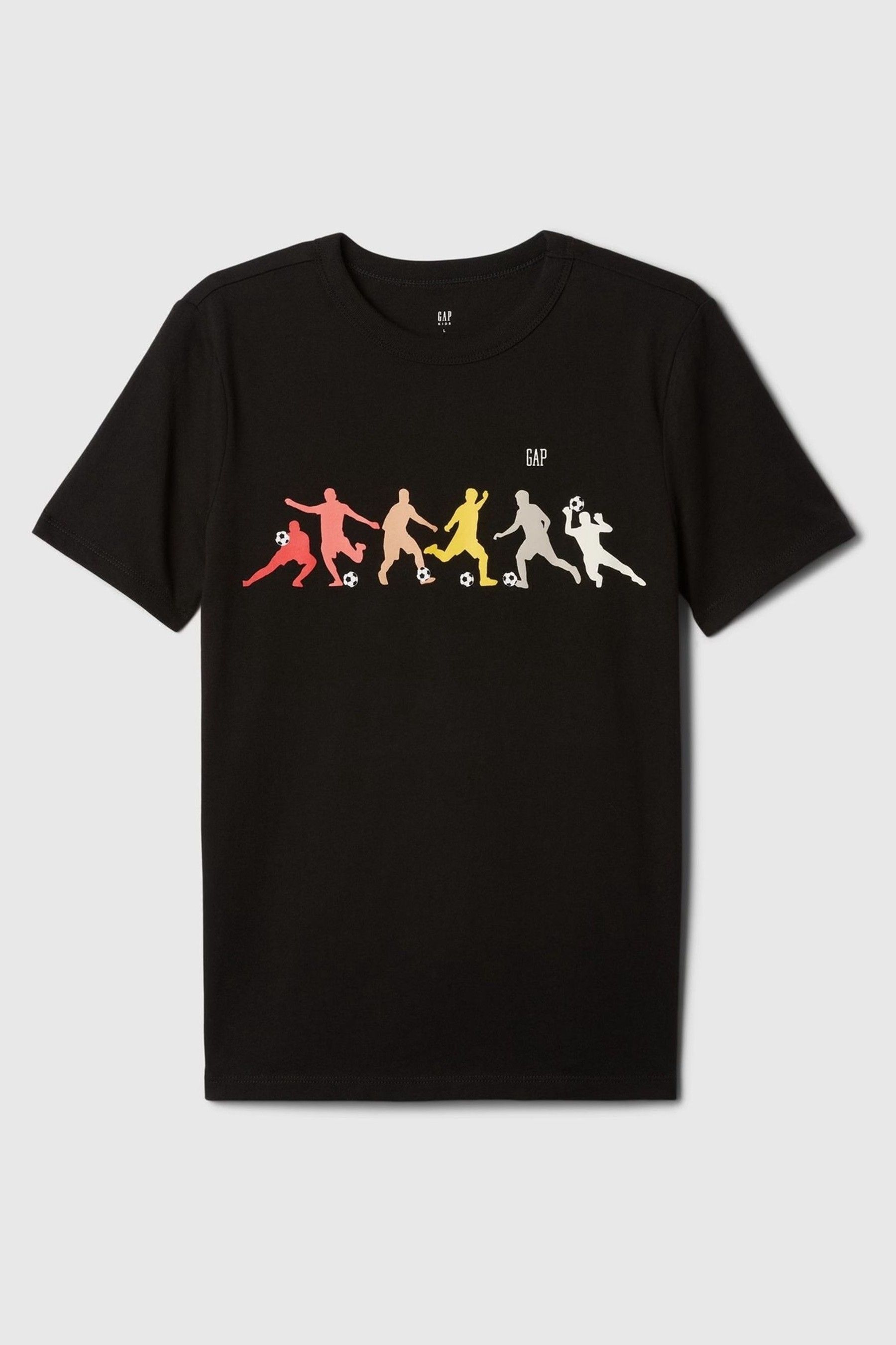 Black Football Logo Graphic Short Sleeve Crew Neck T-Shirt (4-13yrs) - Image 1 of 1