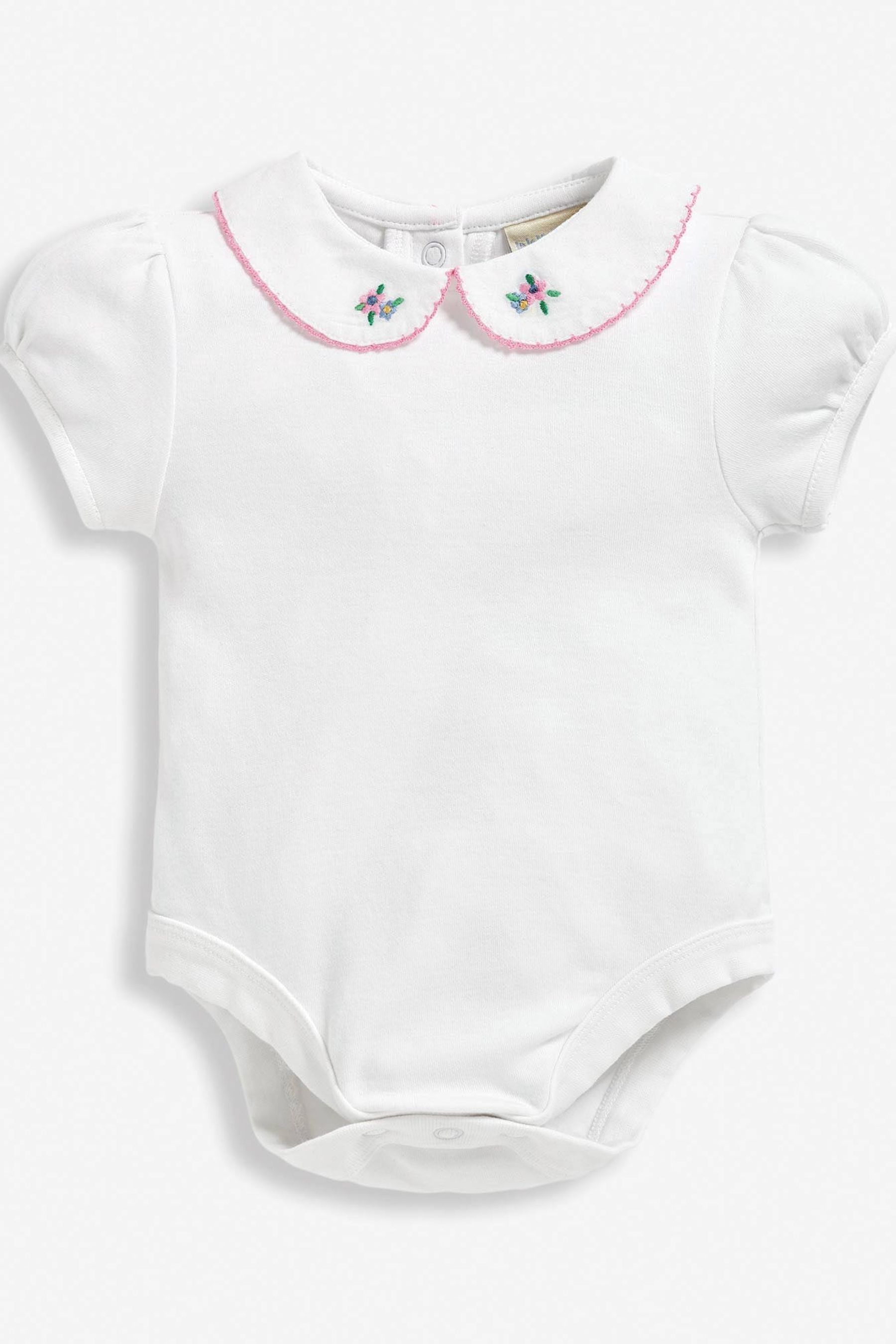 White Floral Embroidered Collar Bodysuit - Image 1 of 1